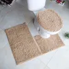 3pcs/Set Chenille Bath Mat Anti Slip Carpet For Toilet Bathroom Rugs Shower Floor Mats Solid Color Washable Water Absorbent Pads 211109