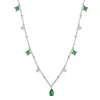 Cadenas 925 Collar de gargantilla de plata esterlina para mujeres Regalos de cadena de clavícula de circón verde exquisito SN7425809726