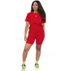 Women's Two Piece Pants 8 Colors Size S-2XL Ladies Leisure Sports Plain Two-piece Sets Cotton T Shirt+Short Pant