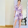 Trendiga kvinnor Sleepwear Lapel Nightwear High End Womens Pyjamas Home trasa Löst långärmad damer Pyjamas8357291