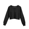 Kvinnors Tröjor Strhetskläder Kvinnor Mode Casual Långärmad Solid Loose Sweatshirt Jumper Crop Top Pullovers