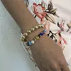 Bracelets porte-bonheur coréen coloré perle de verre perlé Bracelet ensemble pour femmes Simple or métal perles rétro Style ethnique bijoux