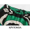 KPytomoa Mulheres Moda Bolsos Laterais Impresso Bermuda Shorts Vintage Cintura Elástica Vintage Feminina Calças Curtas Mujer 210702