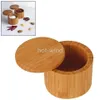 Herb Spice Tools Natural Bamboo Seasoning Pot Household Kitchen Supplies Pepper Vanilla Storage Box Round Tea Salt Pots EE