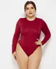 5XL6XL Combinaisons décontractées pour femmes à manches longues O-cou Slim Femmes Sexy Body Noir Blanc Rouge Tricoté Plus Taille Femmes Romper Y0927