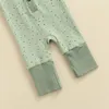 ジャンプスーツの幼児のかわいいフード付きロンパーピーグリーンドット印刷パターン長袖ボーイズガールズのためのジャンプスーツ018か月7710899