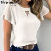 Chic Blouse Women Short Sleeve Mesh Patchwork Black Shirts Casual Office Lady Blouses Fashion Ladies Tops Vrouwen 210513