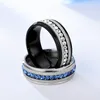 Fila única Anillo de diamante de acero inoxidable Banda Dedo Blanco Azul Cristal Compromiso Anillos de matrimonio Mujeres Hombres Joyería de moda Will y Sandy