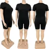 3X 4X 5X Été femmes grande taille survêtements plus grandes tailles vêtements tenues de couleur unie T-shirts à manches courtes + shorts pantalons deux pièces ensemble vêtements de sport décontractés survêtements 4878