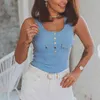 Casual Fashion Sleevelbutong Balck Blue Women Summer Tshirt Sexy Kobiety Tank Topy Off Ramię Kobiety Tops Letnia Koszula X0507