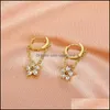 Charmörhängen smycken Tassel Chain Diamond Flower Women Party Gift Copper Ear Buckle European Business Suit Pendant Gold Earring Aessory