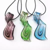 6PCS Hurtowa świetna mieszanka kolor chiński w stylu spiralny naszyjniki skręcone srebrne folia szklane szklane wisiorki moda etniczna biżuteria łańcuch sweter