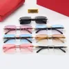 Lunettes de soleil millionnaires de mode pour femme fabriquées en Italie Hommes sans monture en métal doré Lunettes de soleil en corne de buffle Styles d'été Lunettes de sport pour hommes avec boîte