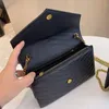 4-color Chain 6 style High quality Fashion women's shoulder bag handbag envelope type WOC Leather wear-resistant texture 2 sizes of detachable messenger belt card slot