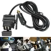 Motorcycle GPS Mobile Phone Dual USB Power Supply Port Socket Car Charger Charging For BMW With EU Plug 1.8M Cable Black