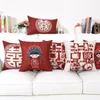 Yastık/dekoratif yastık Çin şenlikli çift keten kapak 45x45 ev dekorasyon oturma odası kanepe peluş yastık ofis atma yastık kılıfı