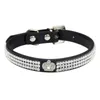 Kattkrafter leder rostbeständig krage Pretty Dekorativ Pet Rhinestone Embedded Dog Choker