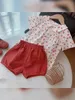 SK Summer Fashions Kids Girls Clothing Sets Turn Down Colar Shirts with Pants Outfits