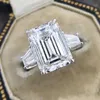 Original 925 Sterling Silver 5CT Emerald Cut skapade Moissanite Wedding Engagement Cocktail Diamond Rings for Women Fine Jewelry3961262