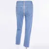 Sexy back zipper luz azul jeans jeans outono inverno mulheres cintura alta cintura magrinha calça feminina streetwear calças 210708