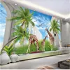 カスタム写真の壁紙3 d壁画の壁紙美しい漫画鹿のモダンな円柱宇宙のリビングルームテレビの背景壁紙家の装飾