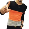 T-shirt de marque de mode pour hommes Printemps O Cou Patchwork Manches longues Hommes Plus Taille Op ees S M-5XL 210629