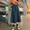 Юбка Империя Женщины Ретро BF Стиль A-Line Chic College Teens Denim Harajuku Юбка для всех матчей классическая ежедневная одежда Femme Femme