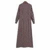 Summer Women Vintage Shirts Dress 3/4 Sleeve Bow Tie Fashion es Female Elegant Long Maxi Clothing vestidos 210513