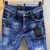 DSQSABCD 2 producten DSQ Merk Italië Heren Broek Mannen Slanke Denim Broek Blue Hole Potlood Broek Jeans voor Mannen