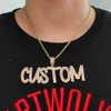 Custom Name Brev Baby Baguette Zirkon Hängsmycke Halsband 100% Micro Pave CZ Hip Hop Iced Out Tennis Chain Smycken Dropshipping x0707