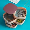 Rotatable 4 Layers Fashion Storage Case Jewelry With Mirror Easy To Carry For Necklace Earrings Debris 210423