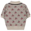 Vintage Cherry Knit Tweedelige Vrouwen Outfits Crop Top + Bodycon Mini Rok Sets Girls Pullover Sweater 2 PEICE SUITS 210514