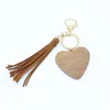 Foreign trade wooden keychain can be printed round and Korean velvet tassel pendant key ring multi-color optional