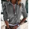 Blouses pour femmes chemises chemise rayé surdimensionné Blouse printemps automne tunique femme Cardigan haut femmes décontracté 2021 vêtements de bureau