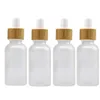 Glass Dropper Bottle 15ml 30ml 50ml with Bamboo Cap 1oz Wooden Clear Amber White Essential Oil Bottles