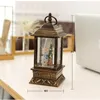 Candle Holders Christmas Square Storm Lantern Hanging Table Night Light Decorative Snowing LED Lamp Without Battery For Home Courtyard Party