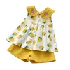 Outfit de morango de moda de verão para tops de meninas da criança e shorts 2pcs conjunto de roupas desgaste 210529