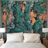 Тропическое растение напечатано гобелен стены висит Nordic Home Гостиная спальня ткань висит картина фона украшения 210609