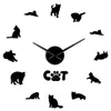 Relógios de parede gato doméstico decoração home eu amo gatos arte longa mãos grandes relógio relógio americano shorthair cinza cinza diy