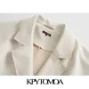 Kpytomoa Women Fashion with Belt Faux Soede Trench Coat Vintage Long Sleeve Side Side Side Female Overcoat 211021