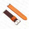 För iPhone Apple Watch Straps 41mm 42mm 38mm 40mm 44mm 45mm IWATCH 3 4 5 6 SE 7 Series Soft WatchGuard Band Luxury Designer äkta läderband med präglande män kvinnor