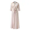 Robe trapèze mi-longue pour femmes, taille haute, couleur unie, col en v, laçage, élégante, Style Kpop, robes pour femmes, 2022, Y1204