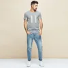 KUEGOU Coton T-shirt à manches courtes pour hommes élastique slim imprimé hommes t-shirts mode été t-shirt hommes top plus taille UT-09361 210524