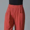 Pantalon 100% coton pour femme pantalon lâche décontracté couleur unie harem plus taille été F144 211115