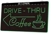 LC0426 Drive Thru Kaffe Dryck Bar Ljusskylt 3D Gravering