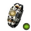 Lien chaîne mode lumineux Vintage tressé Bracelet en cuir géométrique noir multicouche bijoux hommes Bracelet cadeaux Fawn22