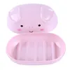 Creatieve cartoon effen kleur varkensvorm zeep doos badkamer opslag dubbele plastic kleine schotelplaat