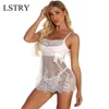 NXY Sexy Underkläder Erotiska Underkläder Kvinnor LStry Hot Svart Vit Transparent Plus Size Sleepwear Porn Dress Deep V Neck1217