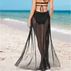 Strand Cover Up Pareo Kjol Kvinnor Handduk Chiffon Svart Coverup Badkläder Badkläder Tunika Bikini Caftan # Q663 210420