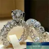 Anillos de boda Lujo Hombre Mujer Cristal Zircon Anillo de piedra Vintage 925 Conjunto de plata Promesa Compromiso para hombres y mujeres Precio de fábrica diseño experto Calidad Lo último